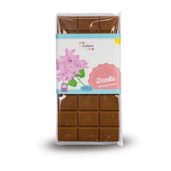 Vollmilchschokolade Danke Schokolade der Esther Confiserie aus Kulmbach in Oberfranken