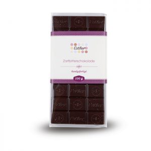 Zartbitterschokolade als 100g Schokoladentafel der Esther Confiserie aus Kulmbach in Oberfranken