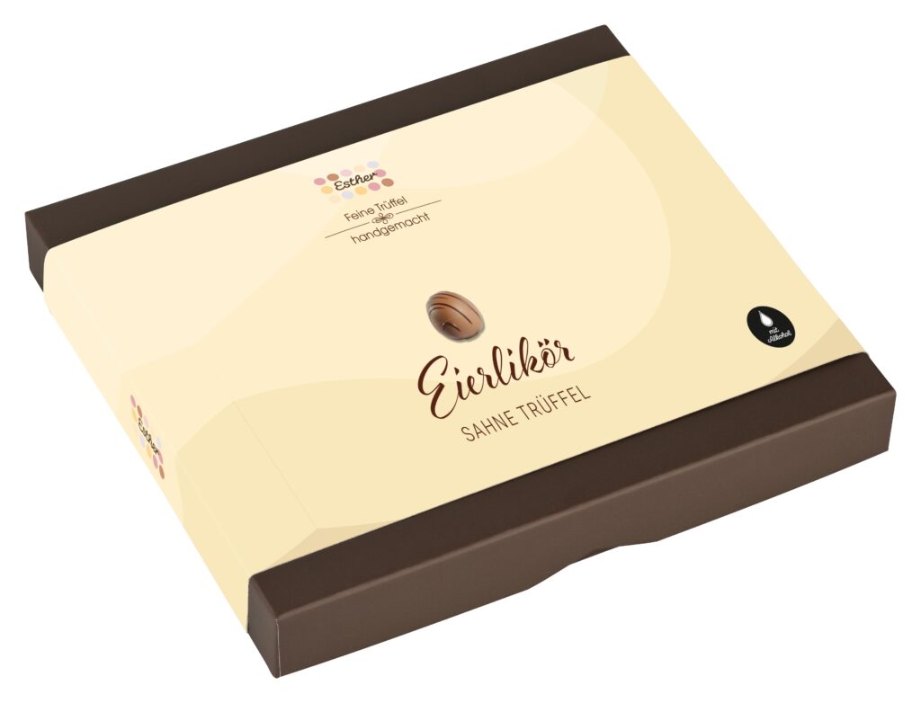 16er Klassikpackung Esther EierlikÜ¶r Sahne TrÜ¼ffel mit 16 zartschmelzenden Pralinen.