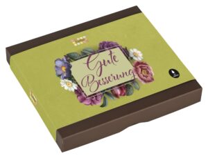 16er Pralinen und Trüffel Packung mit Alkohol. Gute Besserung wünschen. Esther Confiserie Kulmbach.