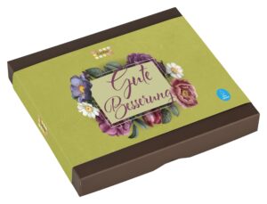 16er Pralinen und Trüffel Packung ohne Alkohol. Gute Besserung wünschen. Esther Confiserie Kulmbach.