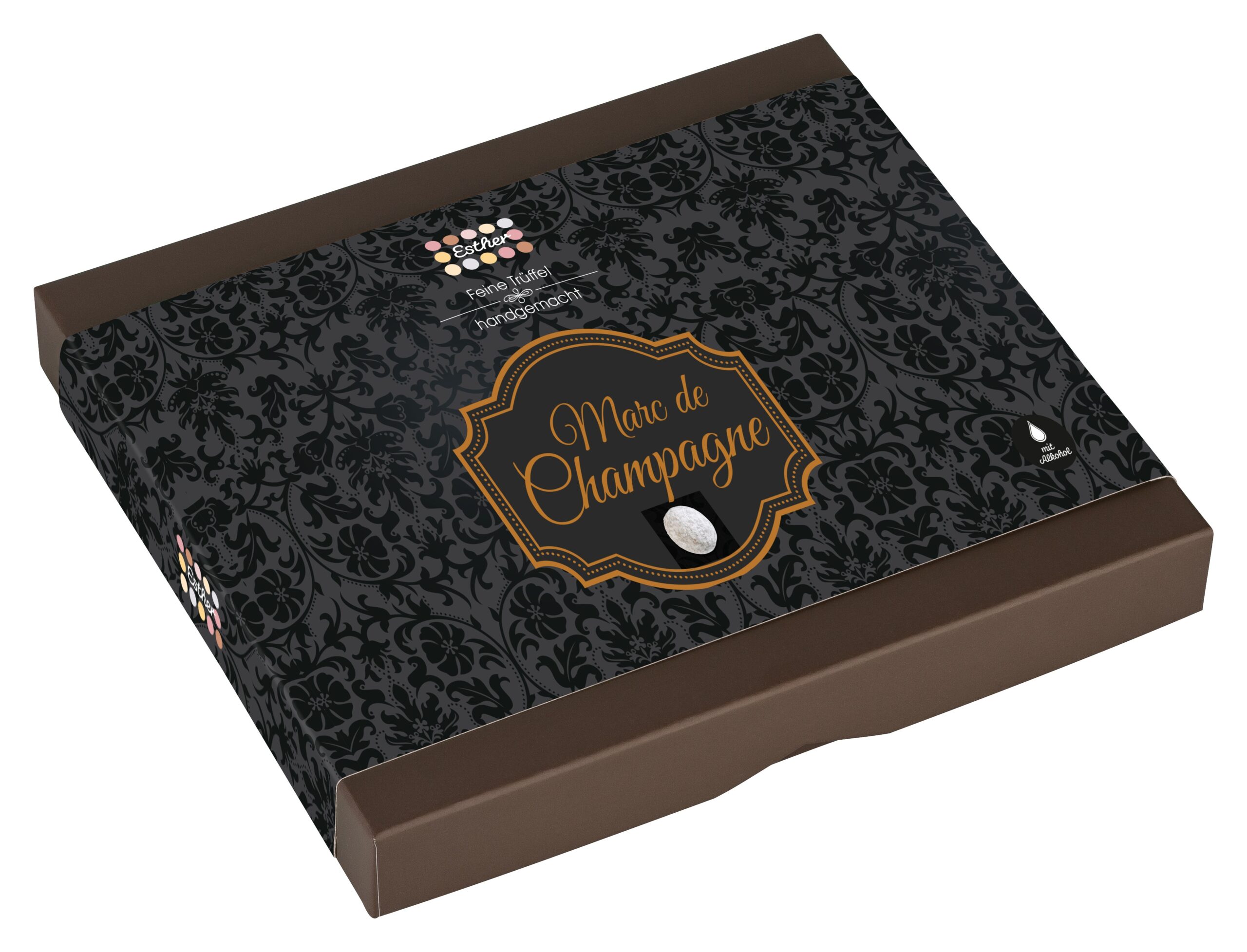 Esther Marc de Champagne Trüffel 16er Klassikpackung mit Alkohol in ...