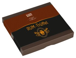16er Pralinen Packung Rum Trüffel. Von Hand gemacht mit echtem Jamaica Rum. Esther Confiserie