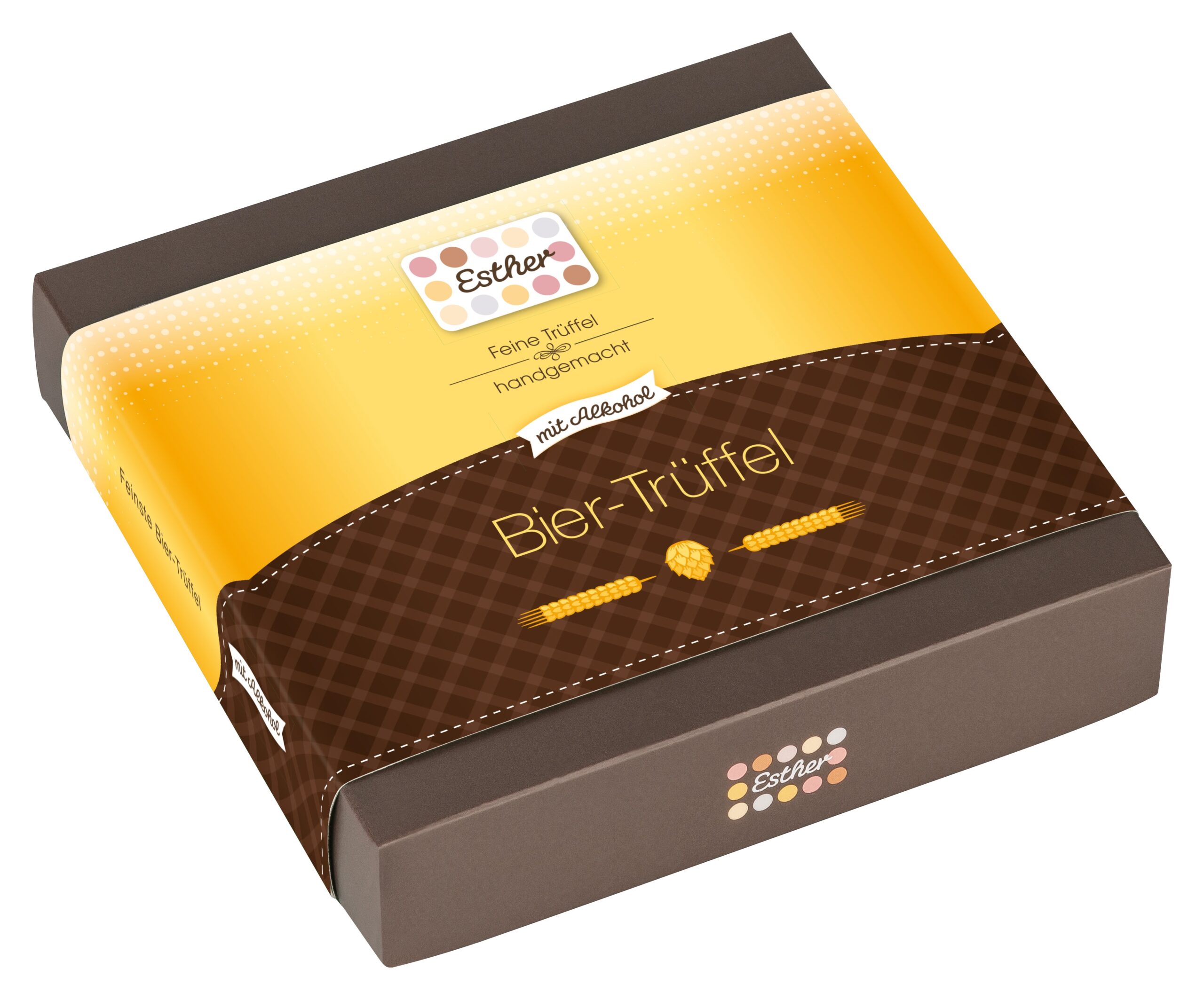 Esther 9er Klassikpackung Bier Trüffel. Mit 9 handgefertigten Trüffeln aus Ihrer Confiserie in Kulmbach.