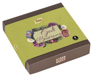 9er Pralinen und Trüffel Packung mit Alkohol. Gute Besserung wünschen. Esther Confiserie Kulmbach.