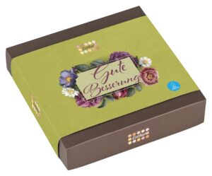 9er Pralinen und Trüffel Packung ohne Alkohol. Gute Besserung wünschen. Esther Confiserie Kulmbach.