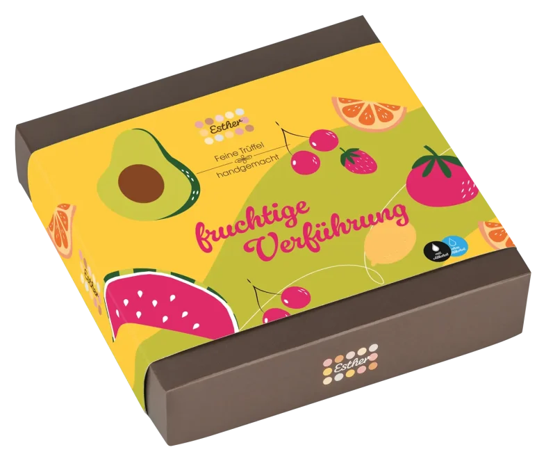 Esther Fruchtige Verführung 9er Präsentpackung mit / ohne Alkohol - Trüffel & Pralinen Mix