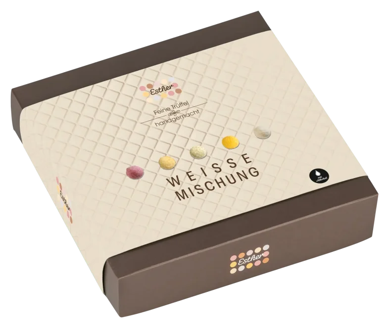 Esther Weiße Mischung 9er Präsentpackung mit Alkohol - Trüffel & Pralinen Mix